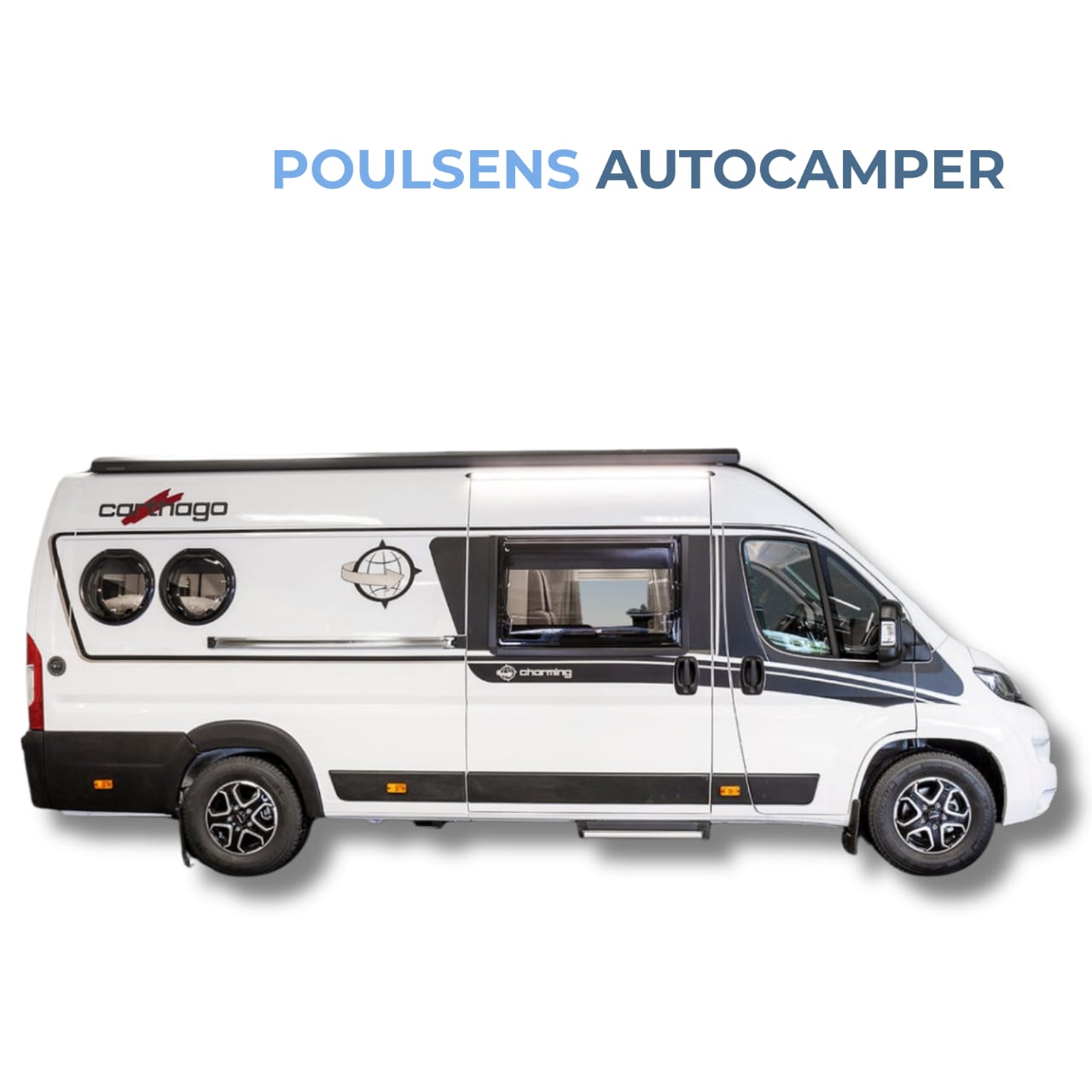Vue extérieure de côté  du camping-car urbain Carthago 640 LE CHARMING GT 2023 avec design moderne et jantes alliage