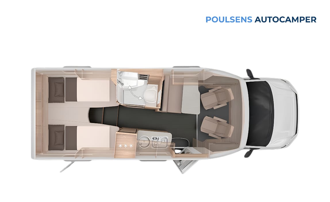Vue extérieure du camping-car semi-intégré Knaus VAN TI PLUS 650 MEG Platinum Selection 2026 avec design moderne et jantes VW Lismore